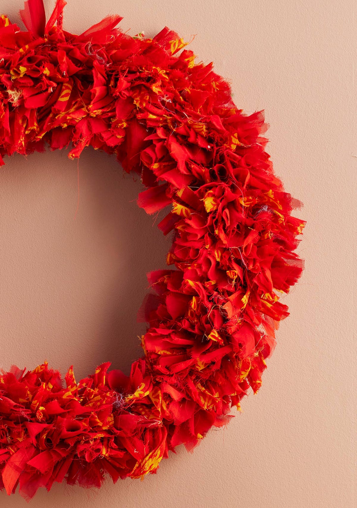 Recycled Sari Red Wreath - Large