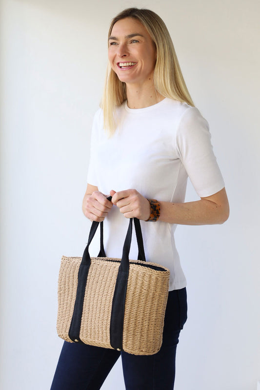 Raffia Drawstring Handbag
