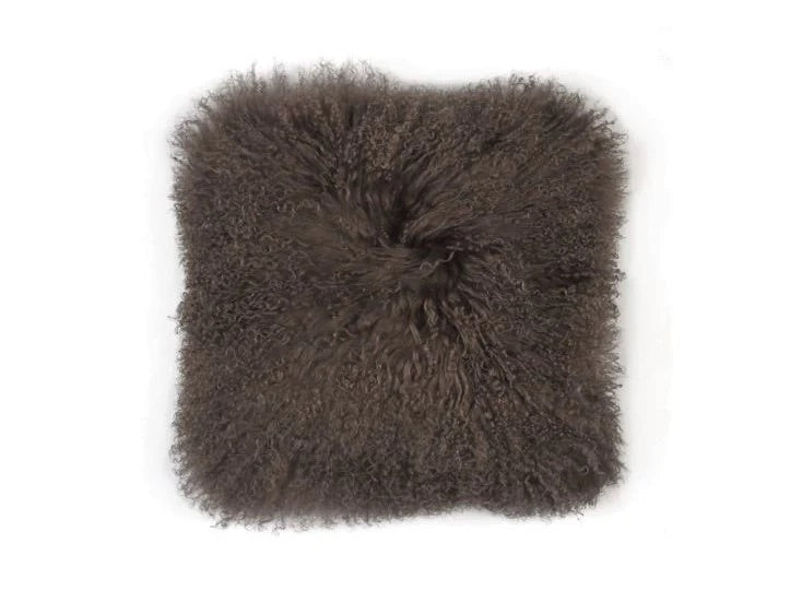 Tibetan Sheepskin Cushion - Portabello