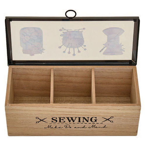 Wooden Sewing Box - Buttons and Pins