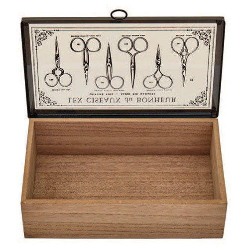 Wooden Sewing Box - Scisssors