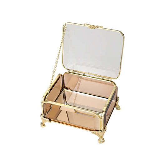 Amber Glass and Gold Jewellery Box