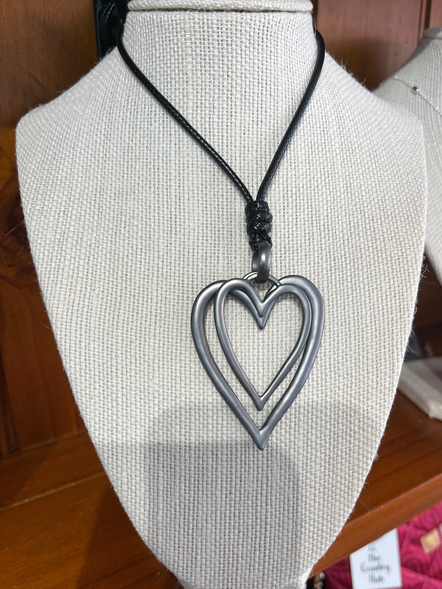 Double Heart Necklace - Pewter