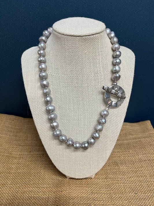 Genuine Freshwater Pearl Necklace - Grey