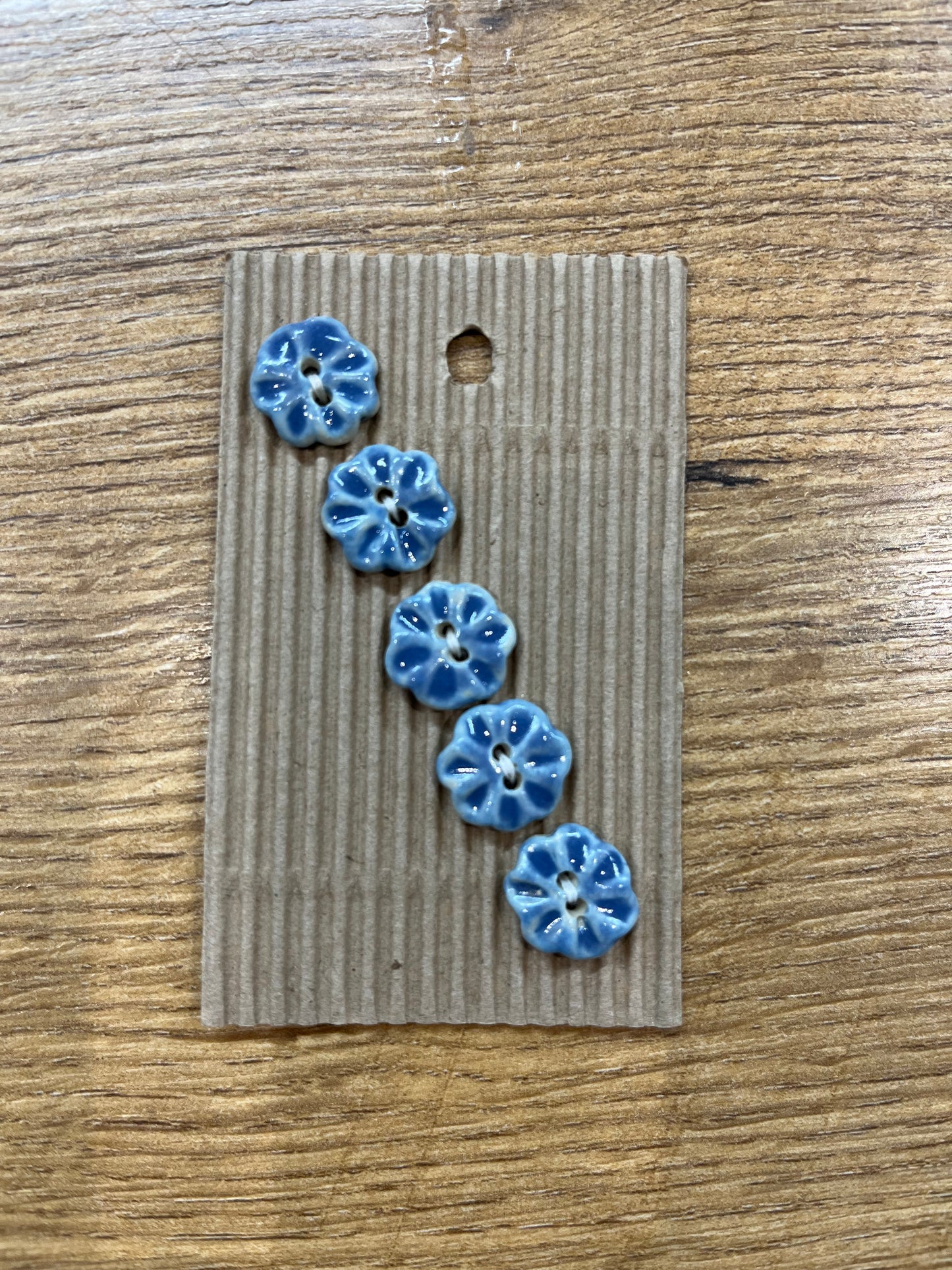 Hand Made Buttons - Small Flowers Blue