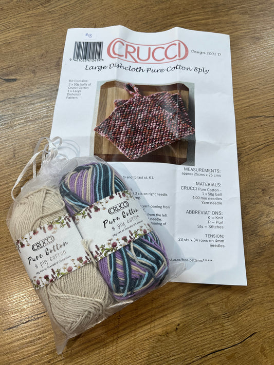 Crucci Cotton Dishcloth Knitting Kit