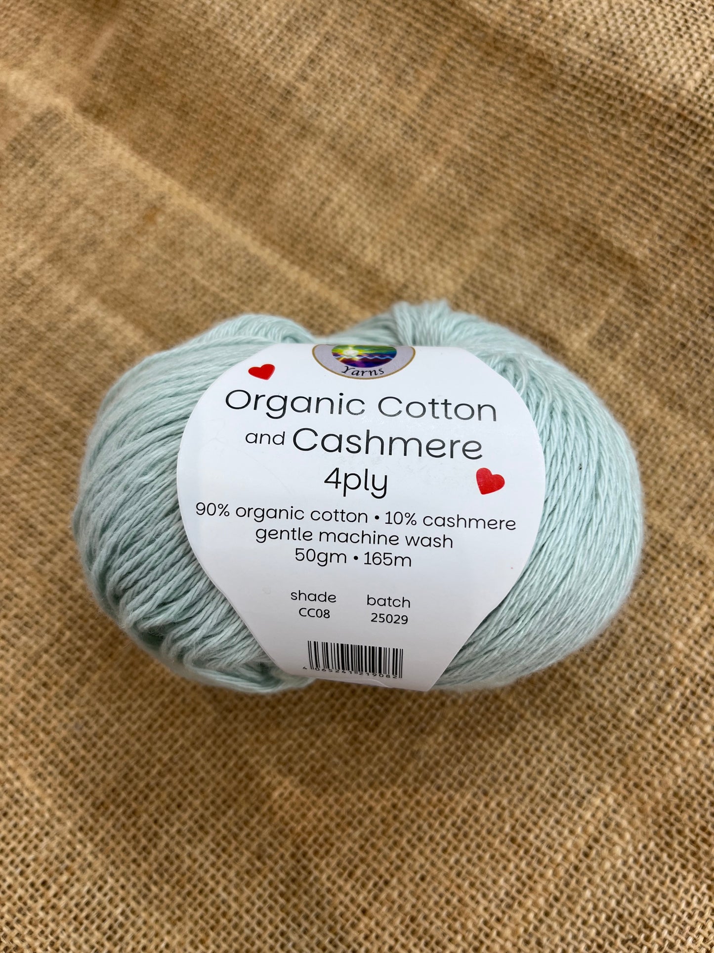 Organic and Cotton Cashmere 4 ply - Mint