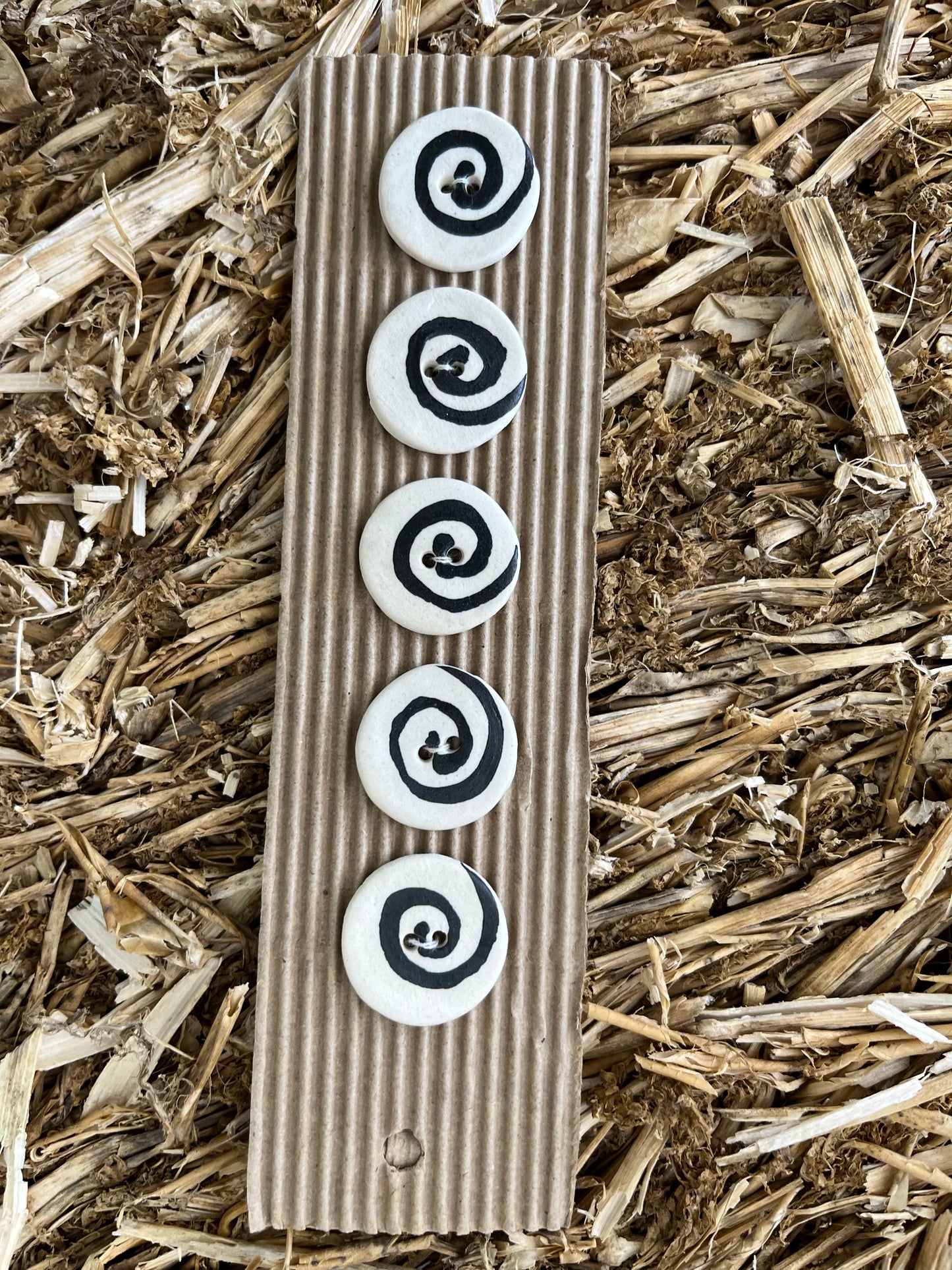 Hand Made Buttons - White Swirly