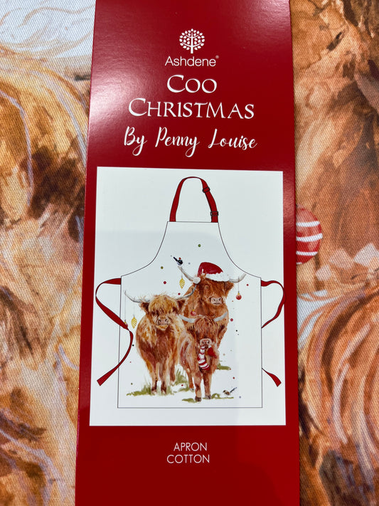 Highland Coo Christmas Apron