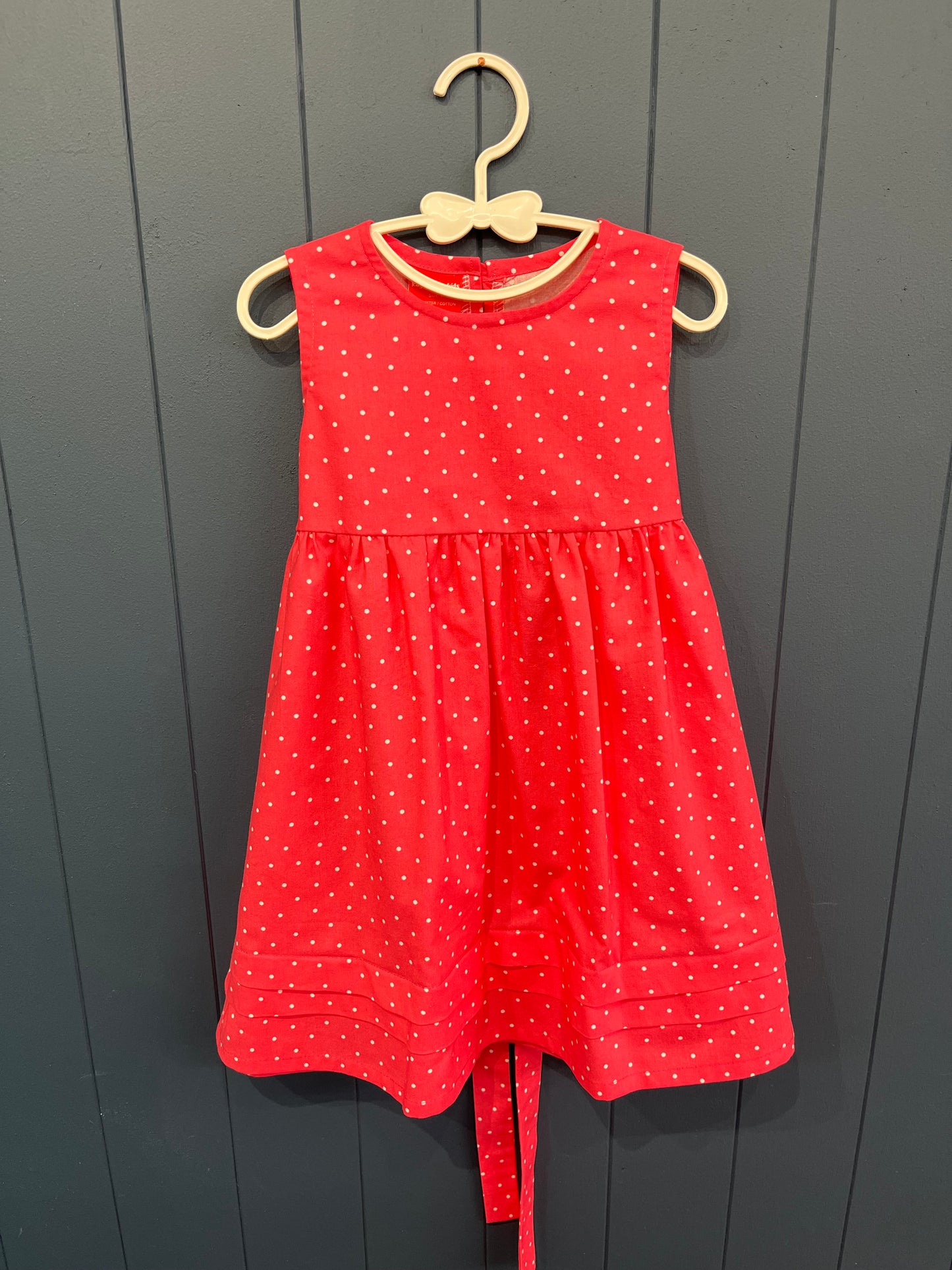 Cotton Girls Dress - Pink Dotty