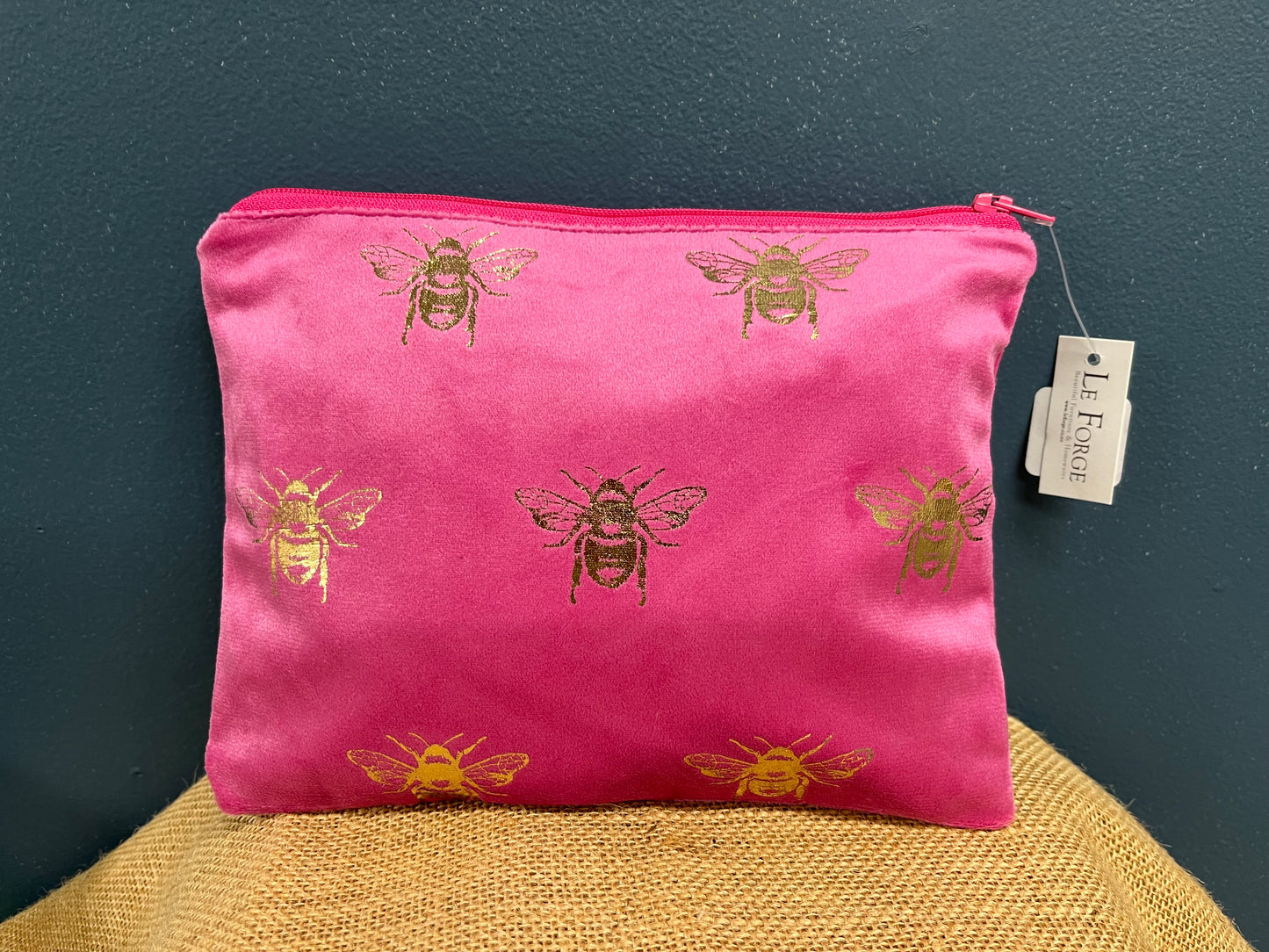 Pink Velvet Bee Cosmetic Bag - Small