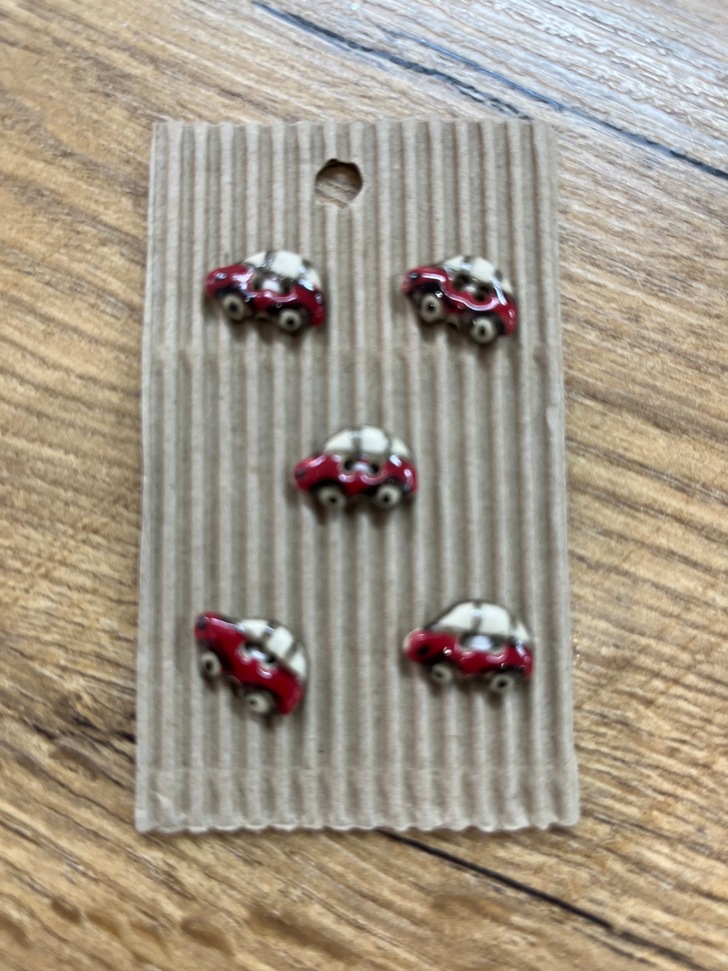 Hand Made Buttons - Red Cars