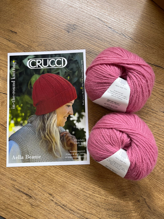 Crucci Aella Beanie Knitting Kit - Rose