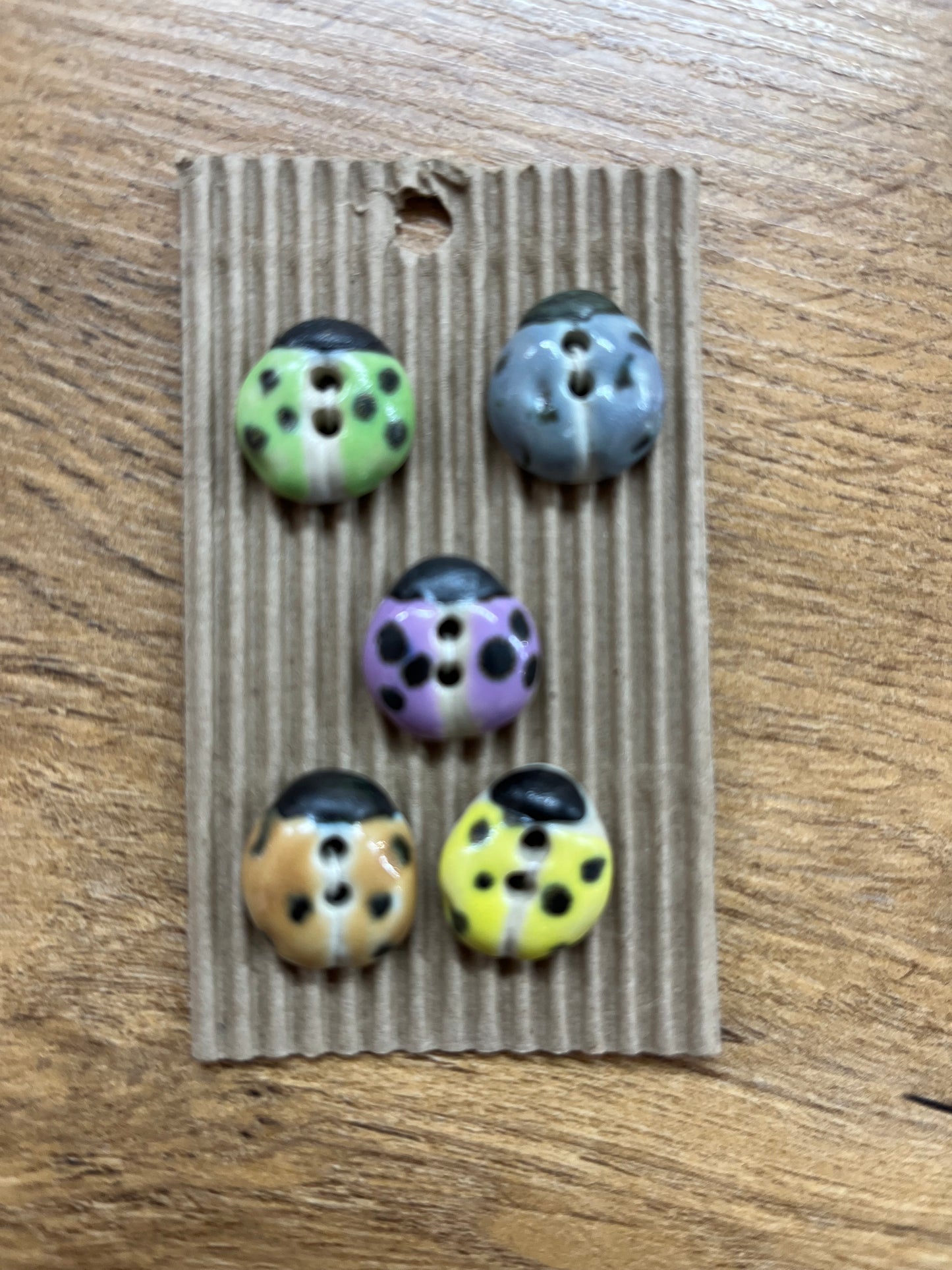 Hand Made Buttons - Fat Coloured Ladybirds