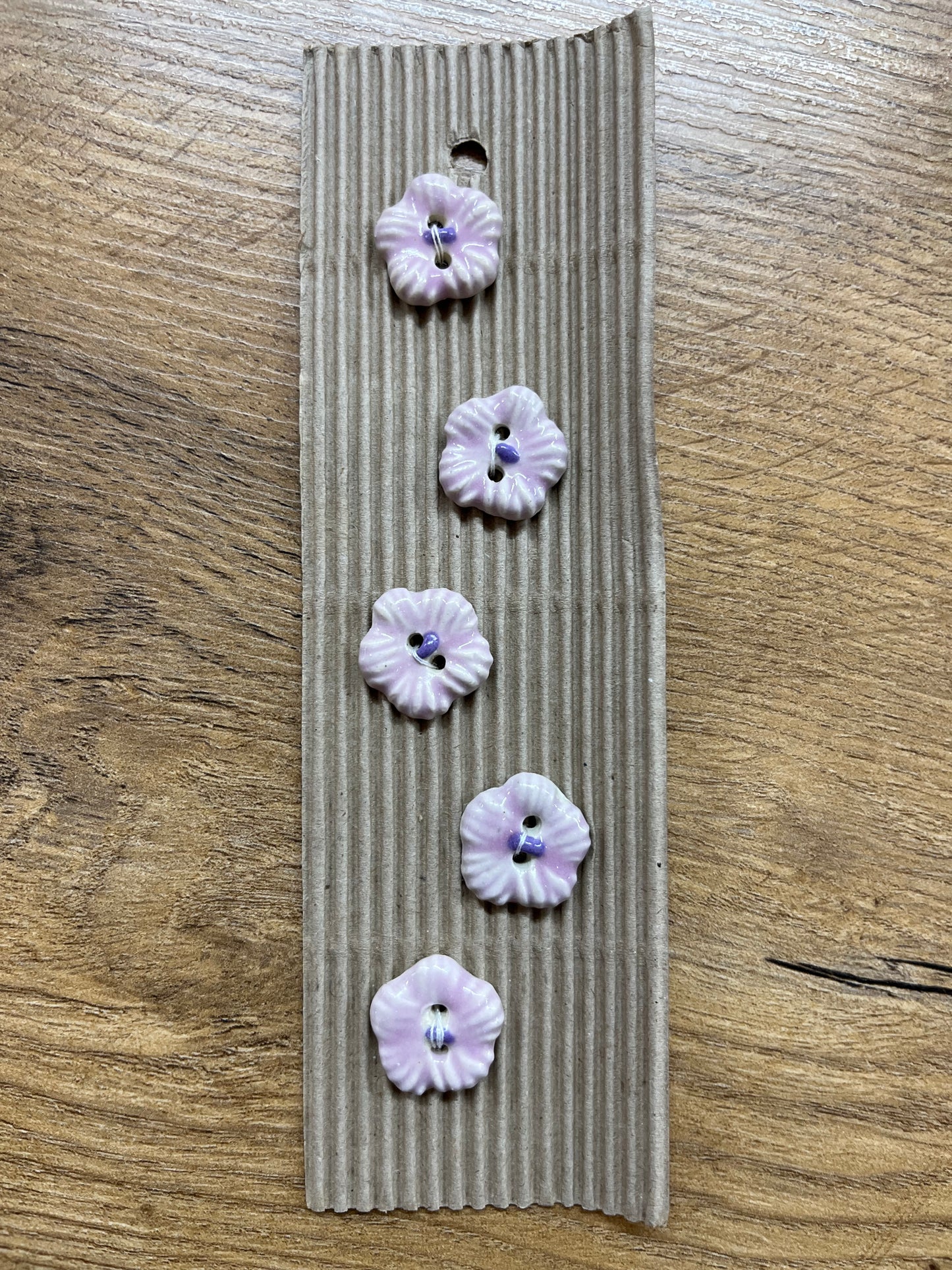 Hand Made Buttons - Pale Pink Flowers