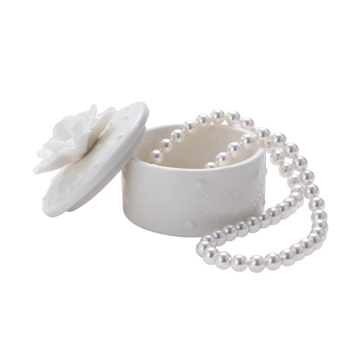 Jewellery Box - Ceramic round with Flower