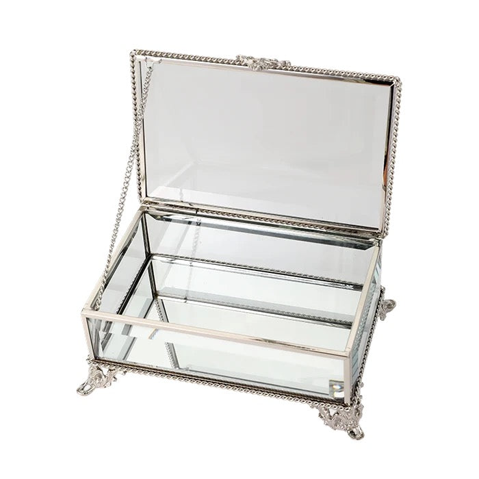 Jewellery Box Silver with Clear Glass