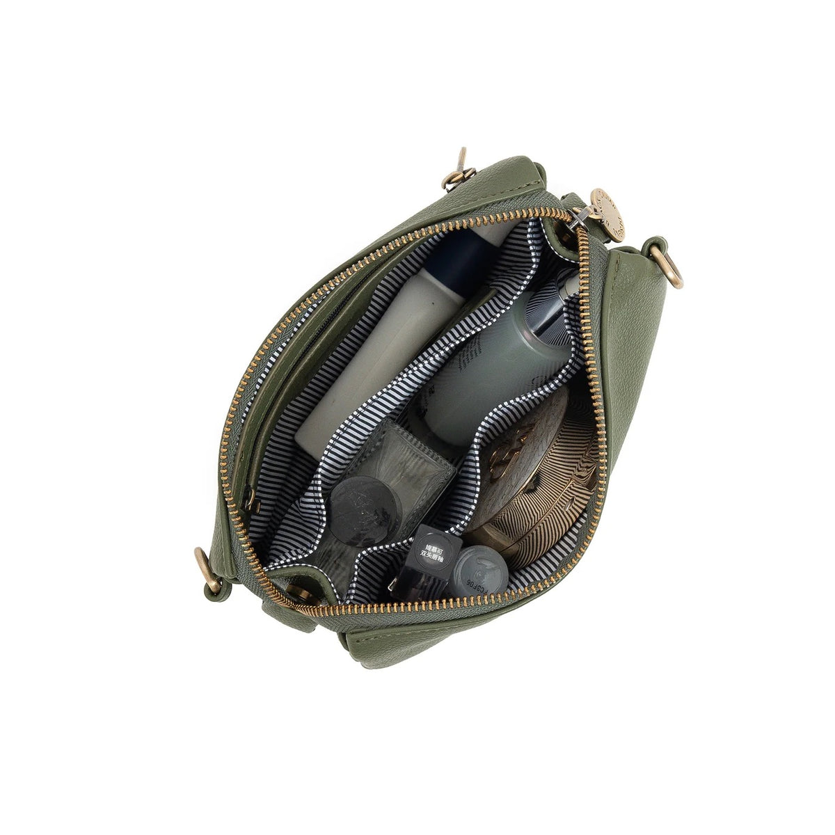 Black Caviar Crossbody Bag - Edie Dark Olive