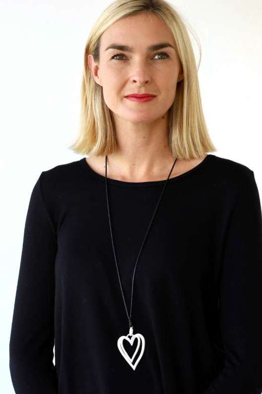 Double Heart Necklace - Silver