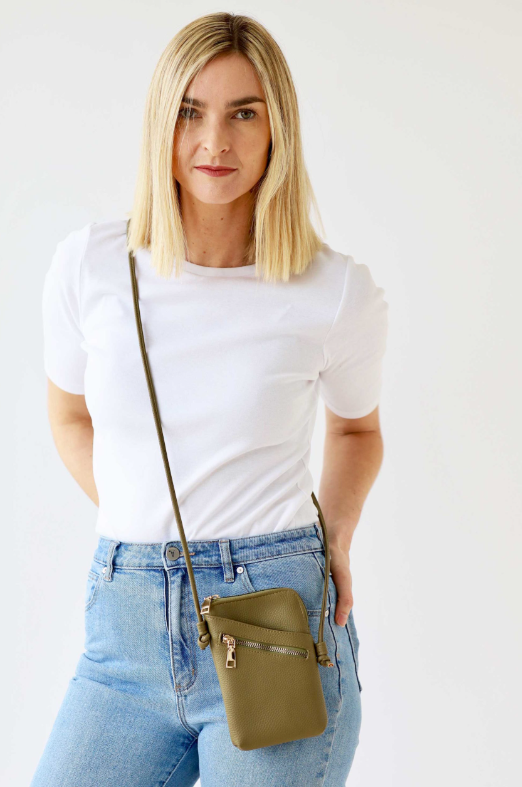 Cross Body Shoulder Strap Bag - Olive Green