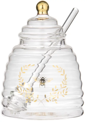 Ashdene Elegant Bee Glass Honey Pot