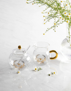 Ashdene Elegant Bee Glass Sugar Bowl With Spoon