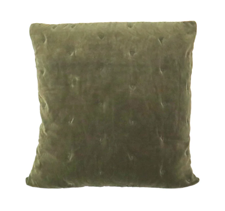 Mason Bee Velvet Cushion - Olive Green