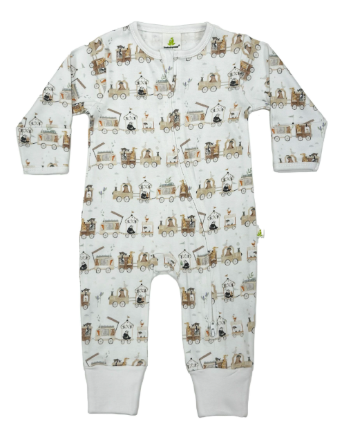 Long Sleeve Zipsuit – Animal Train