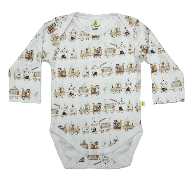 Long Sleeve Bodysuit – Animal Train