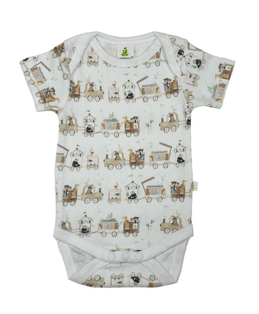 Short Sleeve Bodysuit – Animal Train