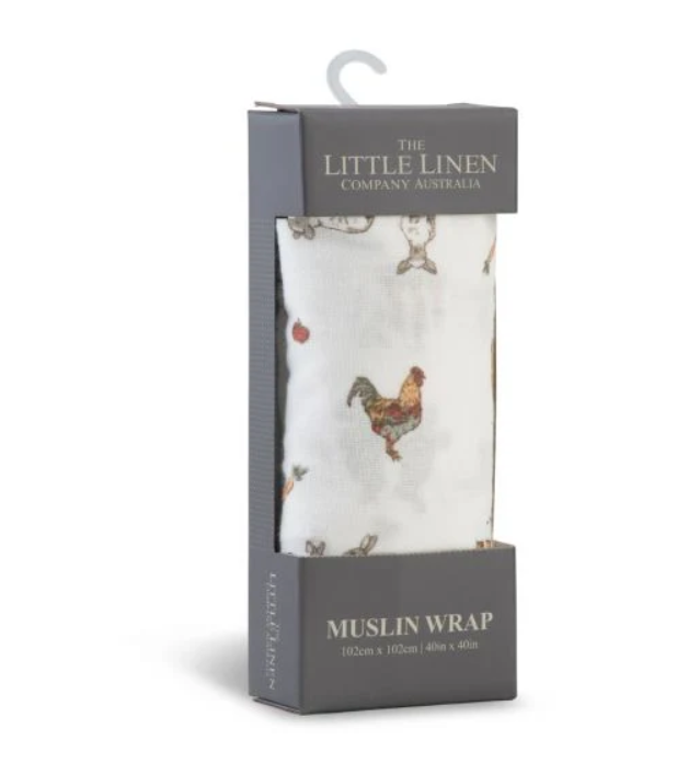 Muslin Wrap - Farmyard Lambs