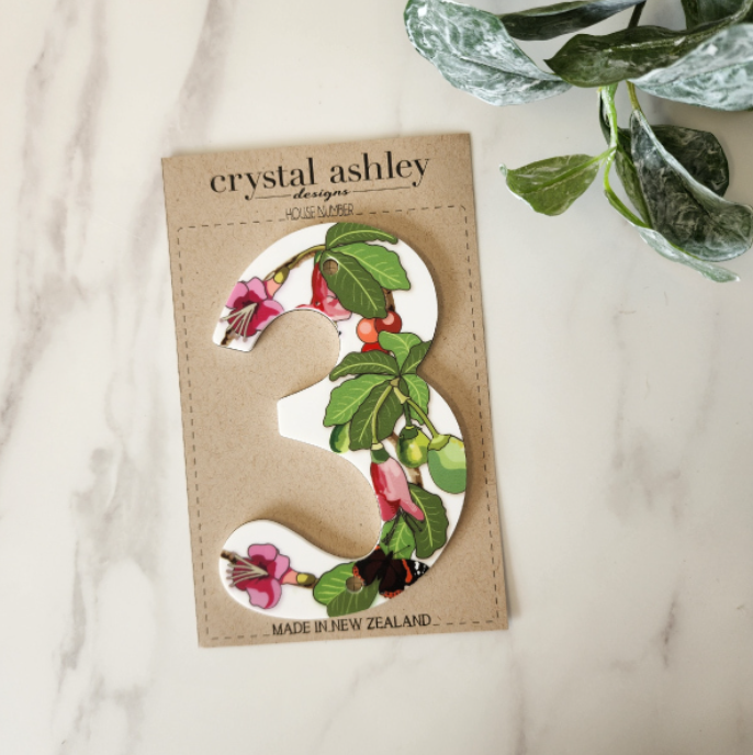 NZ Floral House Numbers Wall Art & Decor 1-9