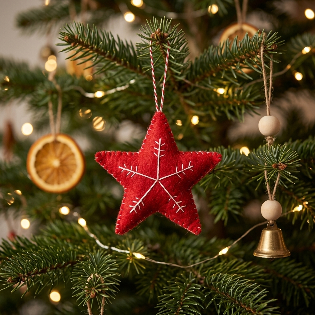 Embroidered Wool Felt Ornament – Red Star