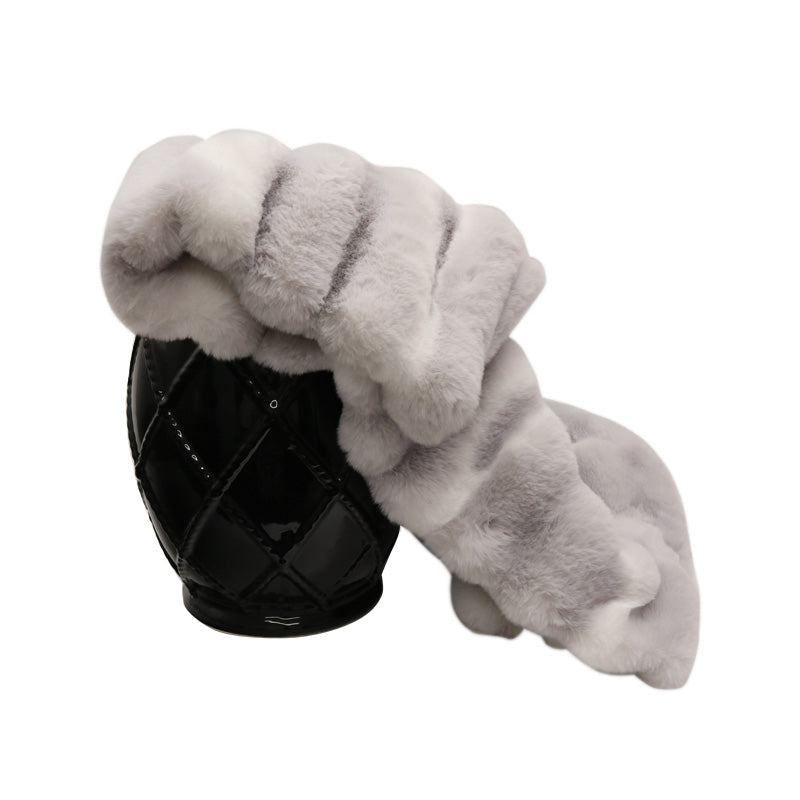 Grey/White Faux Fur Throw