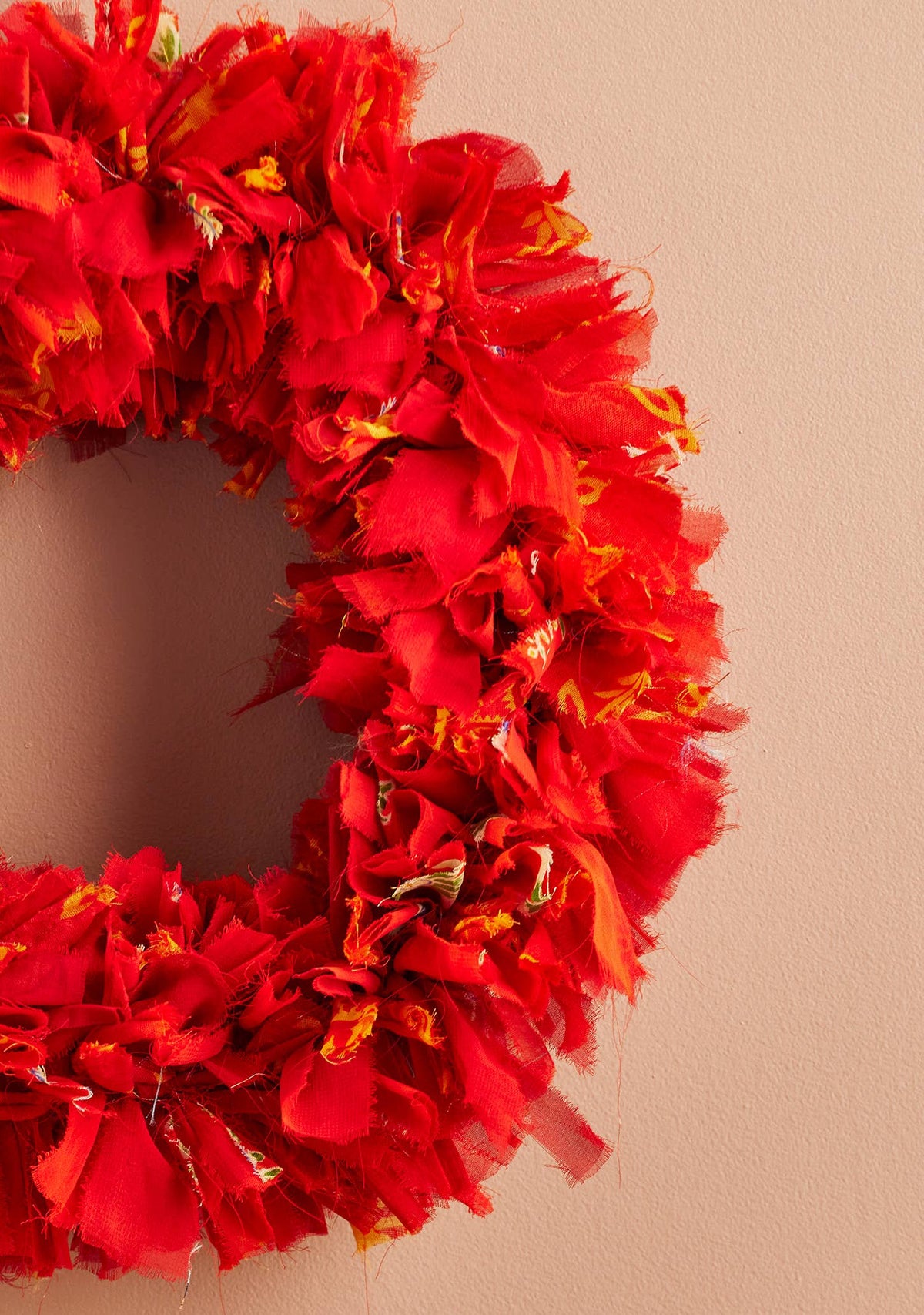 Recycled Sari Red Wreath - Small