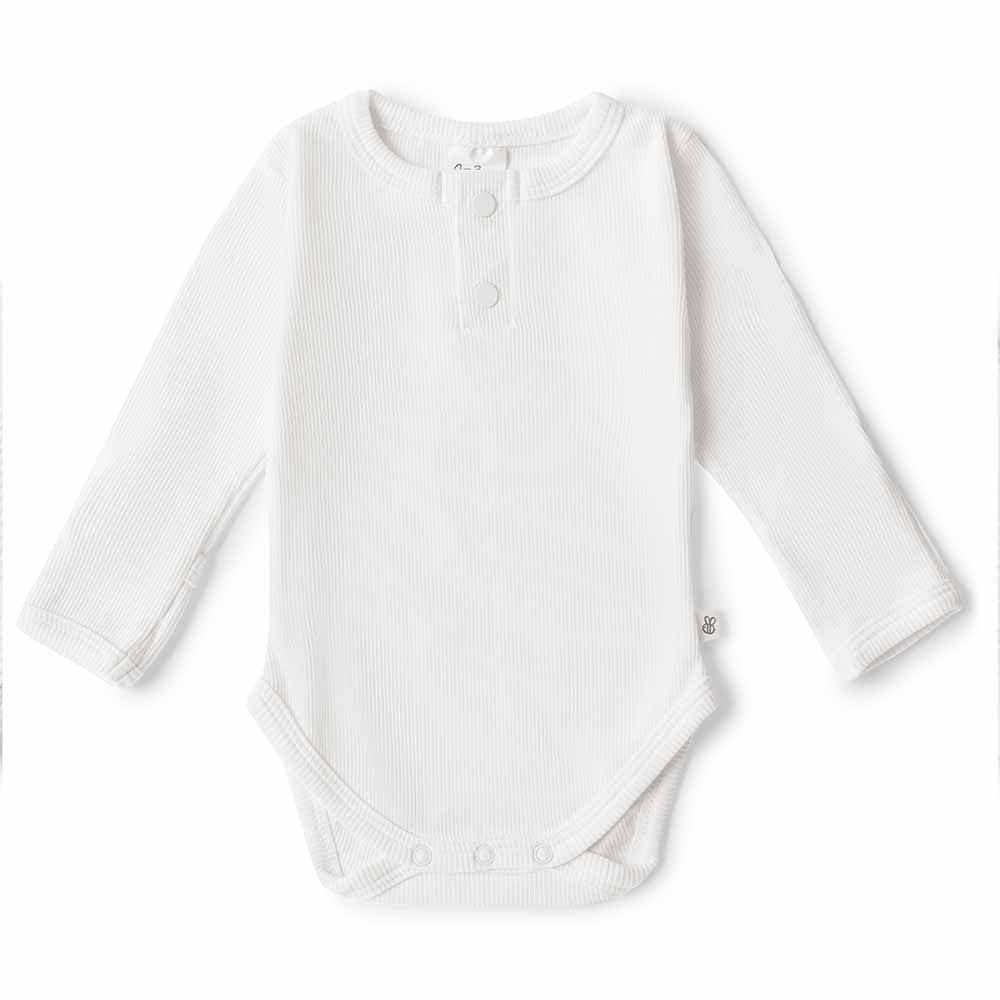 Long Sleeve Organic Cotton Snuggle Hunny Bodysuit - Milk