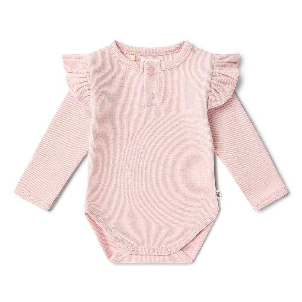 Long Sleeve Organic Cotton Snuggle Hunny Bodysuit - Pink