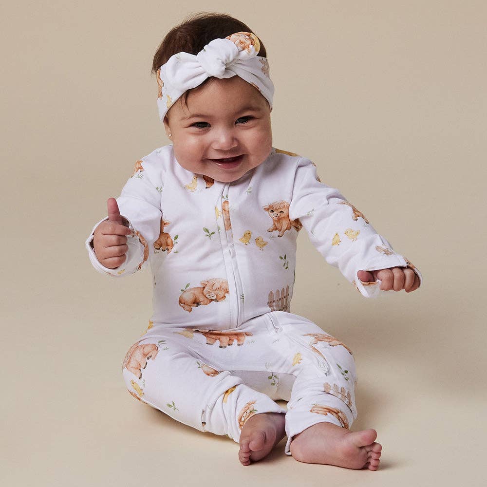 Organic Cotton Snuggle Hunny Sleepsuit - Highland Cows