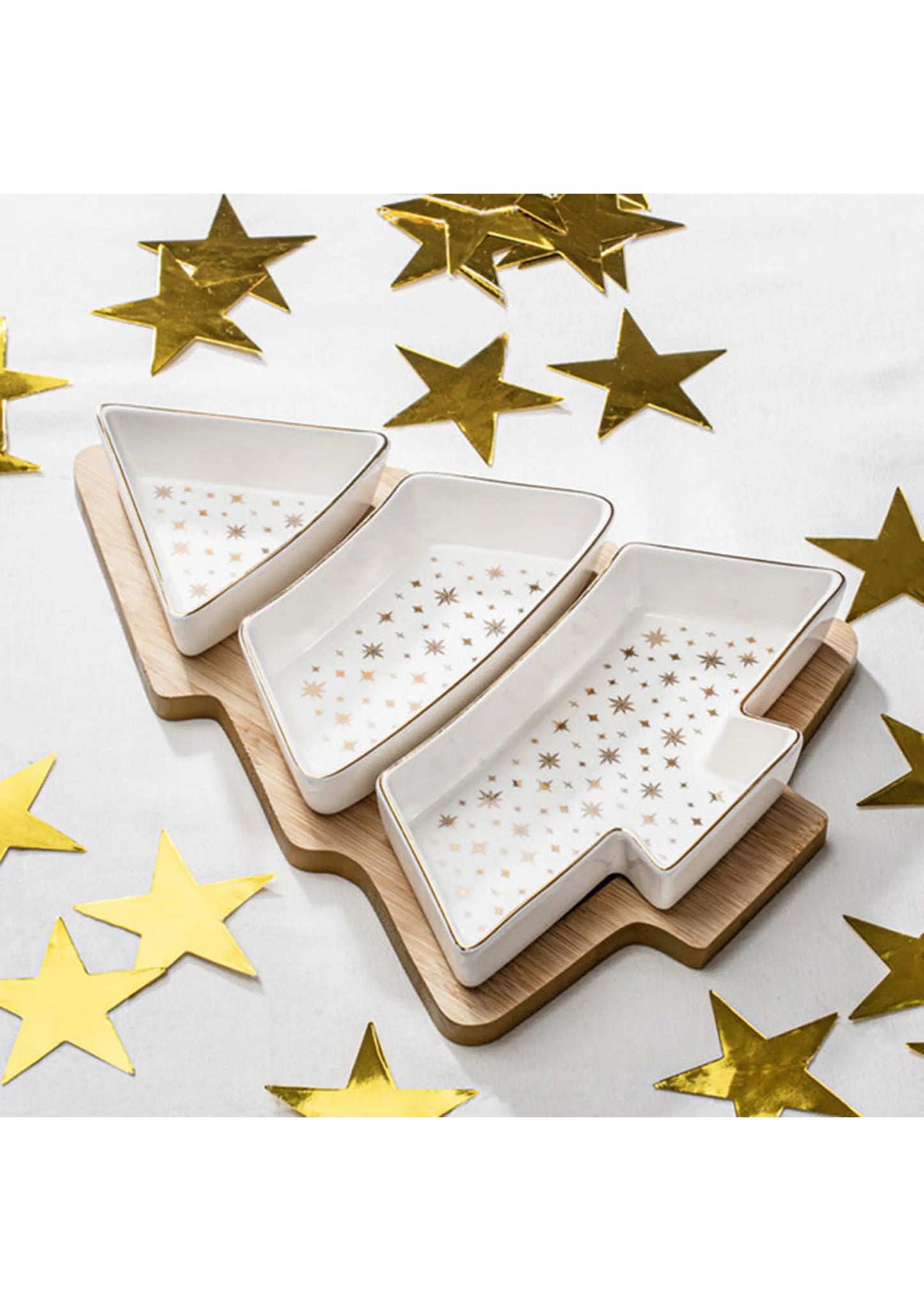 Starry Christmas Tree Bowl and Tray Set
