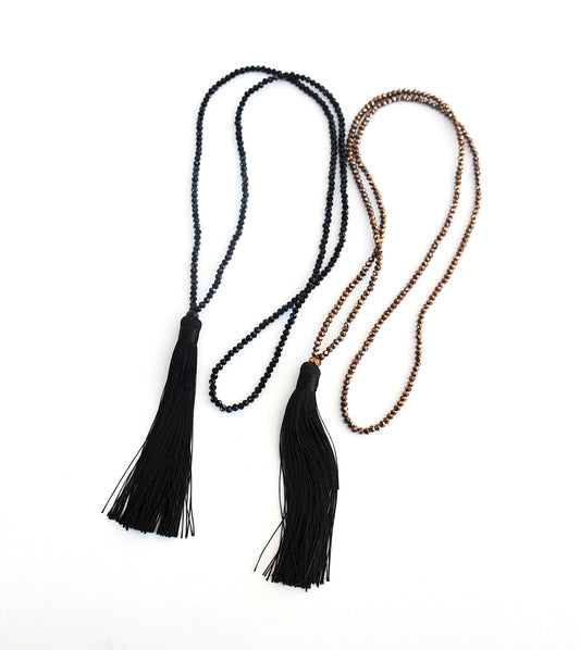 Glass Tasselled Pendant - Black
