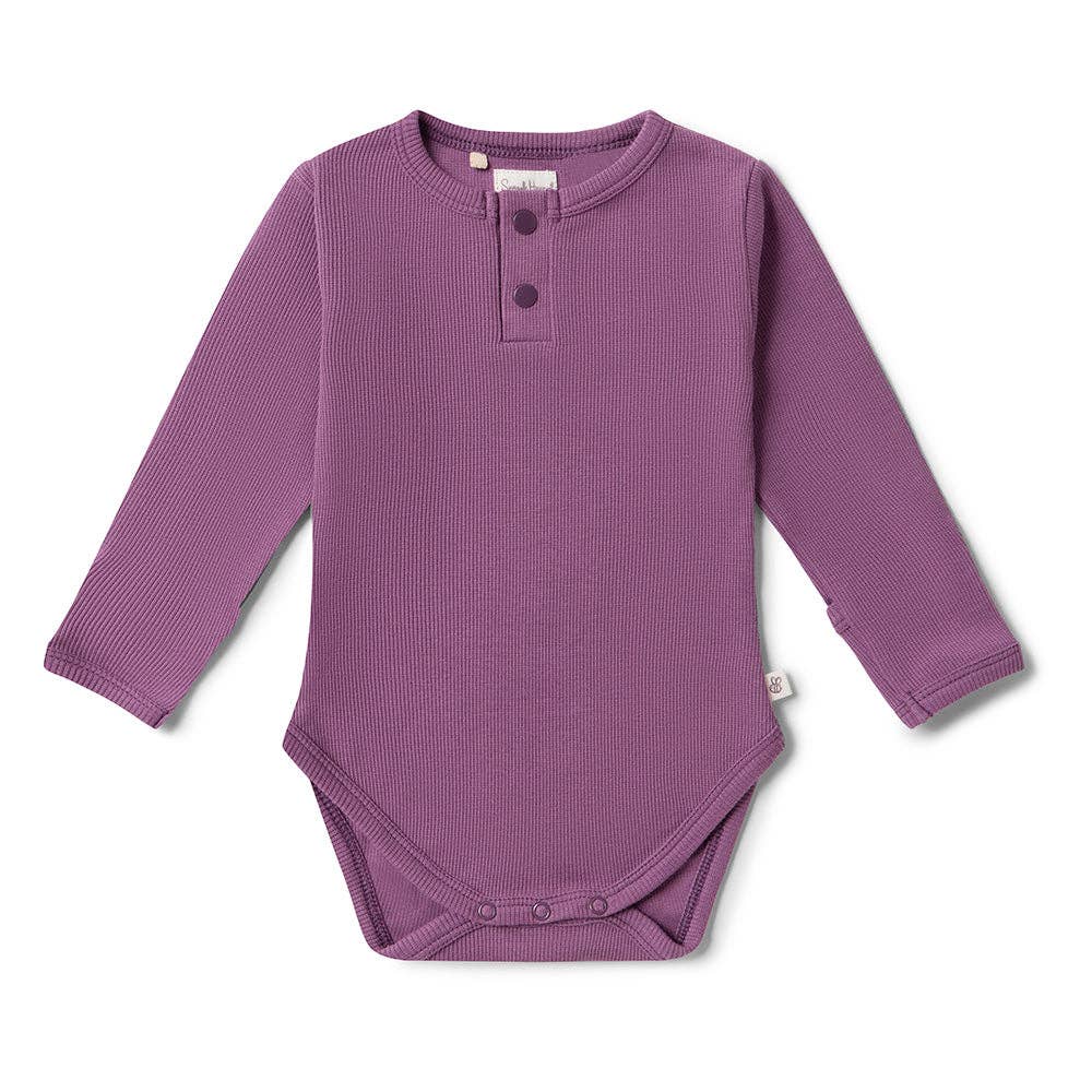 Long Sleeve Organic Cotton Snuggle Hunny Bodysuit - Mulbery