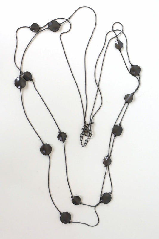 Double Strand Multi Disc Necklace - Grey