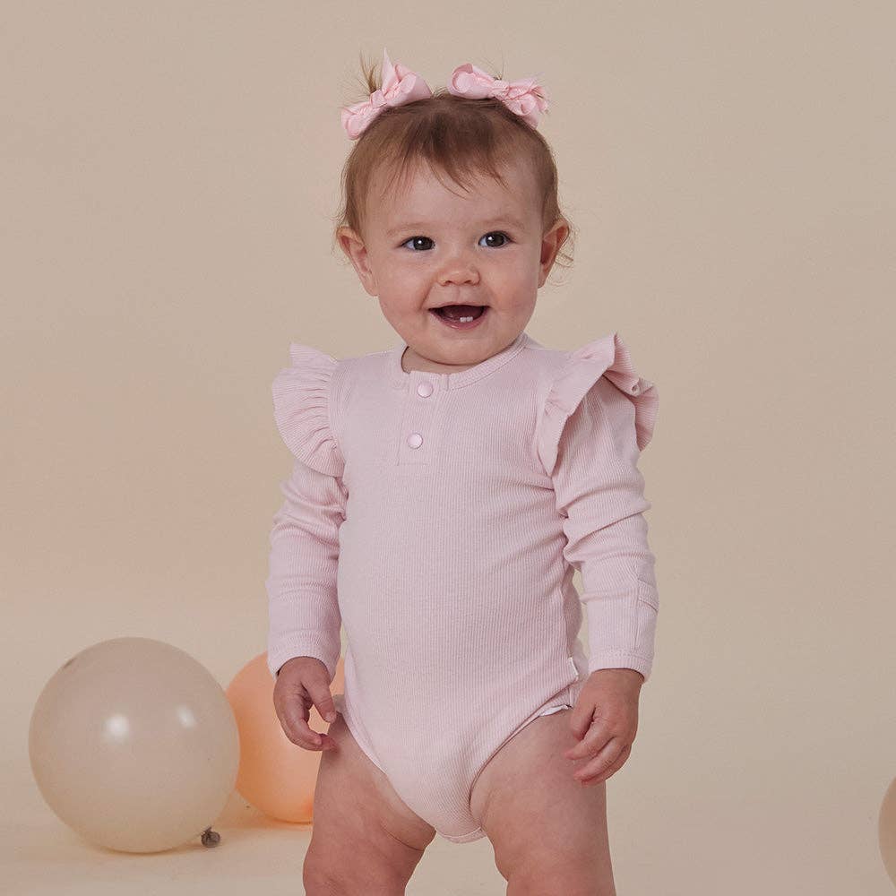 Long Sleeve Organic Cotton Snuggle Hunny Bodysuit - Pink