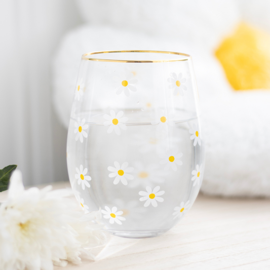 Daisy Stemless Wine Glass