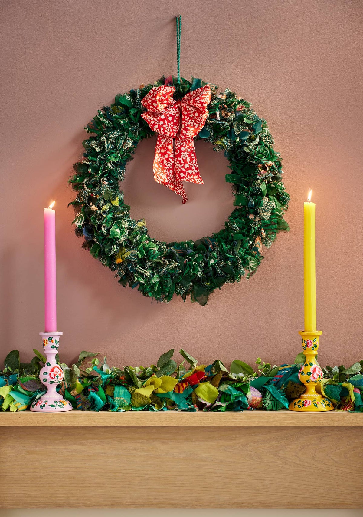Recycled Sari Large Green Wreath