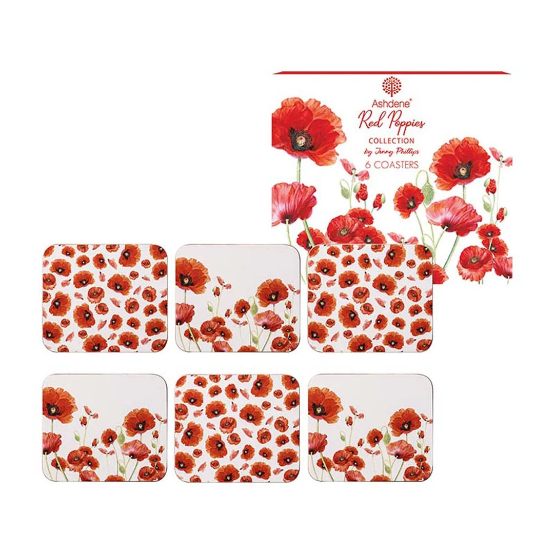 Ashdene Red Poppies Mug Coasters