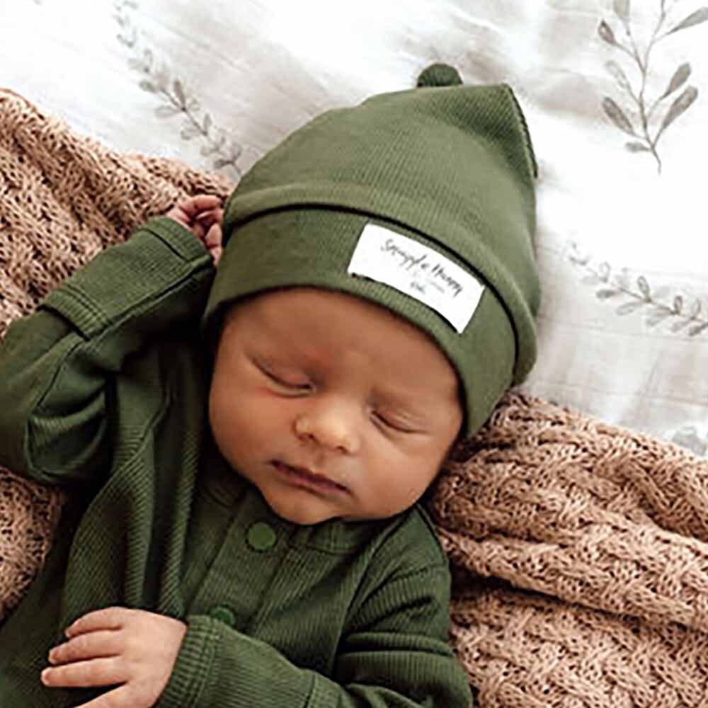 Organic Cotton Knotted Beanie - Olive