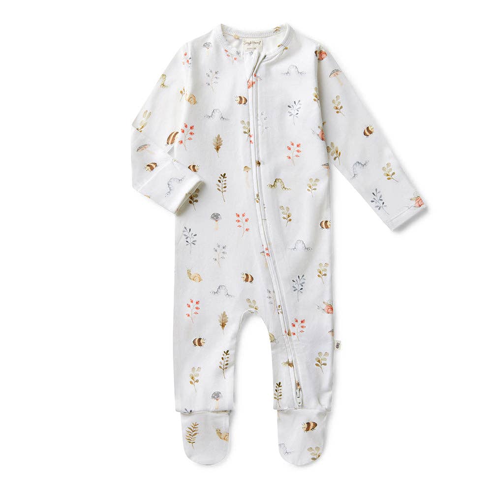Organic Cotton Snuggle Hunny Sleepsuit - Garden Friends
