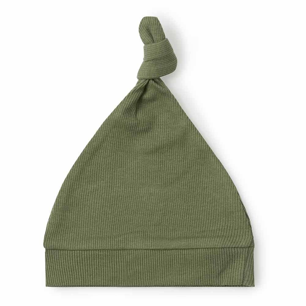 Organic Cotton Knotted Beanie - Olive
