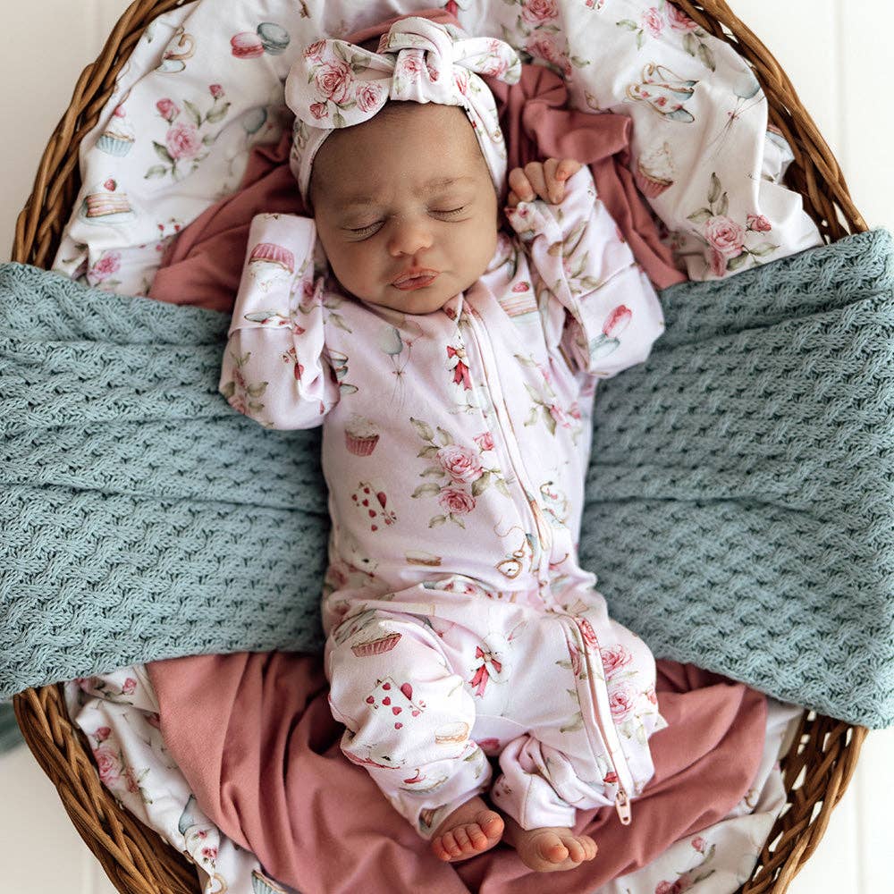 Organic Cotton Snuggle Hunny Sleepsuit - Alices Tea Party